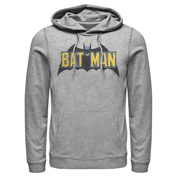 Men's Batman Caped Crusader Logo Pull Over Hoodie Athletic Heather X Large