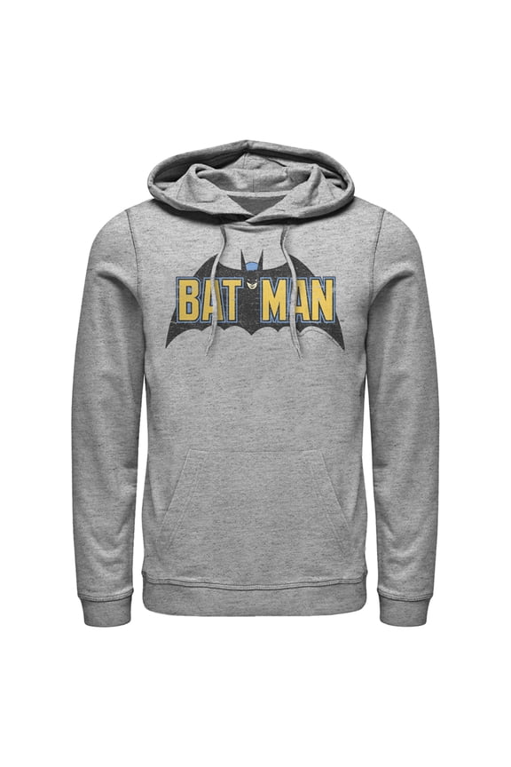 Men's Batman Caped Crusader Logo Pull Over Hoodie Athletic Heather X Large