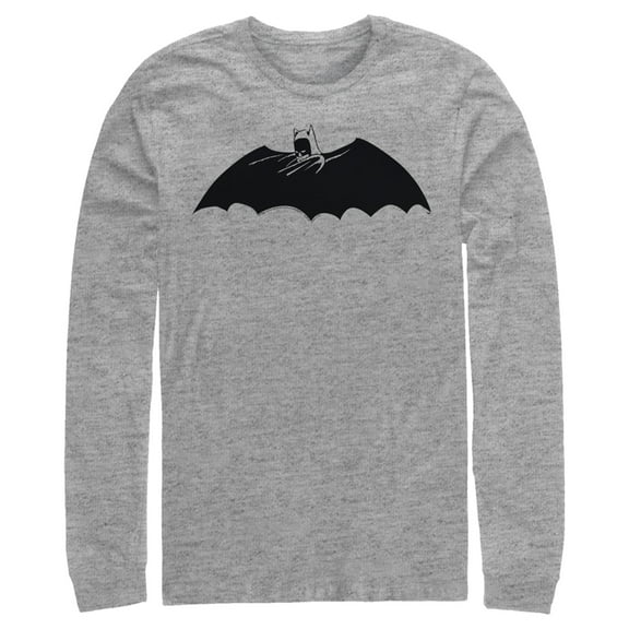 Men's Batman Caped Crusader Silhouette  Long Sleeve Shirt Athletic Heather Small