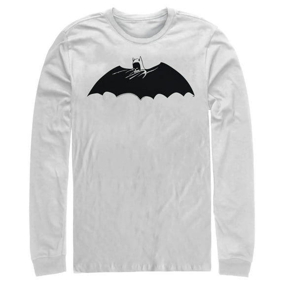 Men's Batman Caped Crusader Silhouette  Long Sleeve Shirt White Small