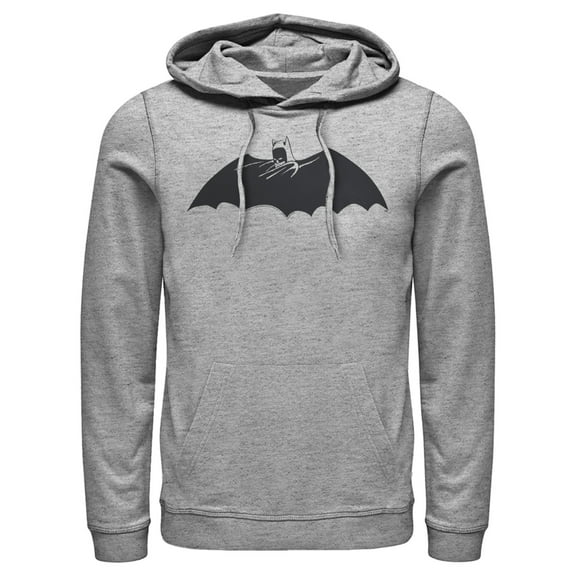 Men's Batman Caped Crusader Silhouette Pull Over Hoodie Athletic Heather Medium