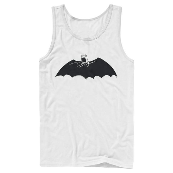 Men's Batman Caped Crusader Silhouette Tank Top White X Large
