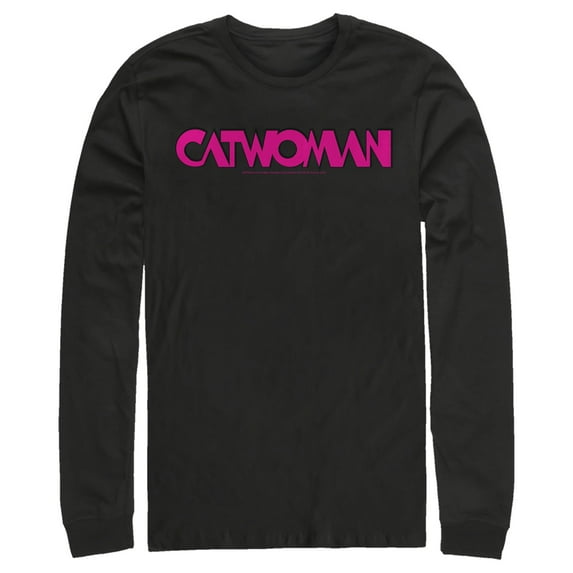 Men's Batman Catwoman Logo Long Sleeve Shirt Black X Large