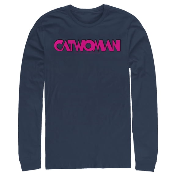 Men's Batman Catwoman Logo  Long Sleeve Shirt Navy Blue Small