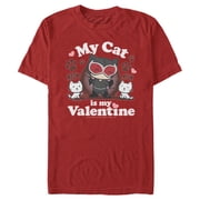 Mens Batman Catwoman My Cat is My Valentine Graphic Tee Red Large