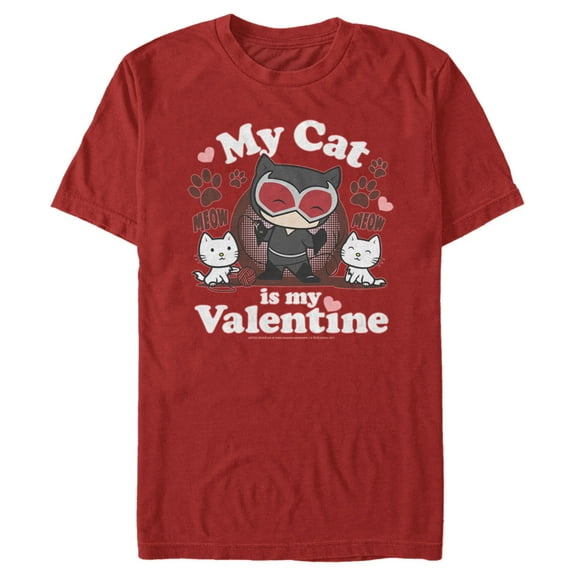 Men's Batman Catwoman My Cat is My Valentine  Graphic Tee Red X Large
