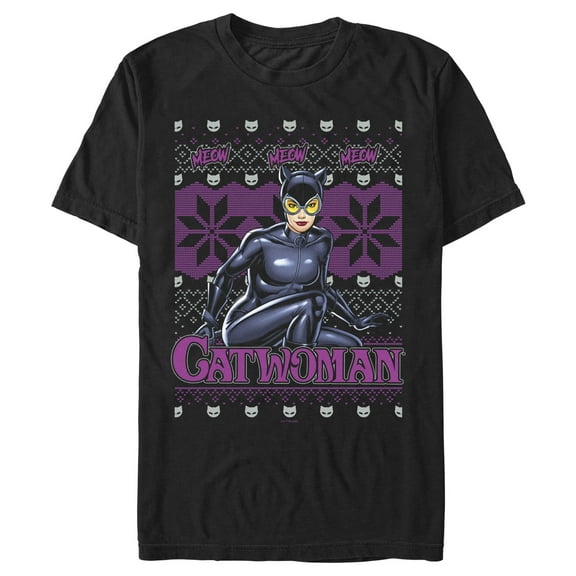 Men's Batman Catwoman Ugly Christmas Sweater Print  Graphic T-Shirt