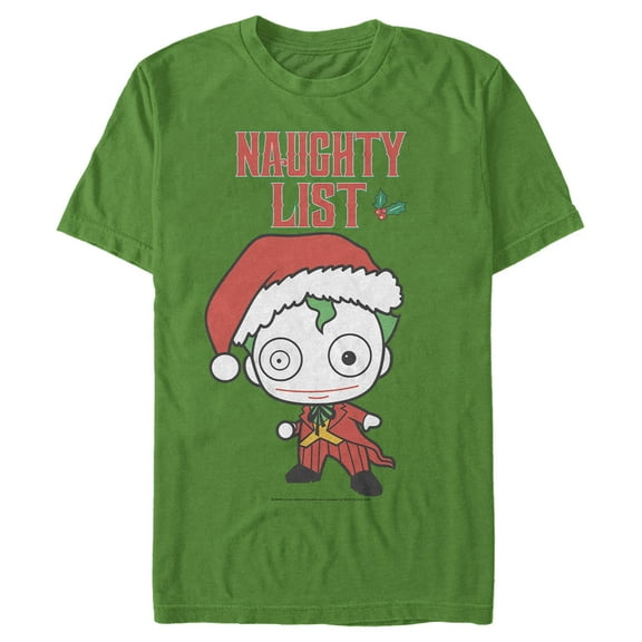 Men's Batman Christmas Joker Naughty Graphic Tee Kelly Green 3X Large