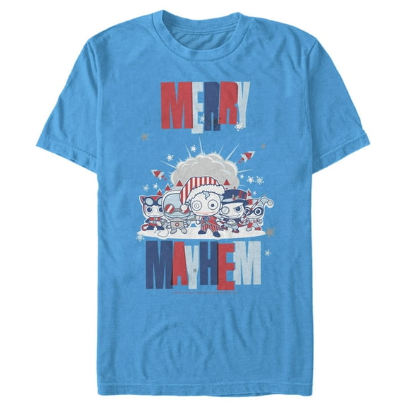 Men's Batman Christmas Merry Mayhem  Graphic Tee Turquoise Large