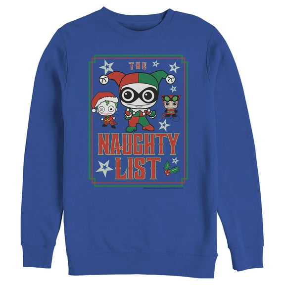 Men's Batman Christmas Naughty List  Sweatshirt Royal Blue Small