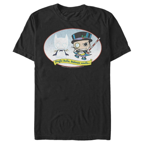 Men's Batman Christmas Naughty Penguin Graphic Tee Black Large