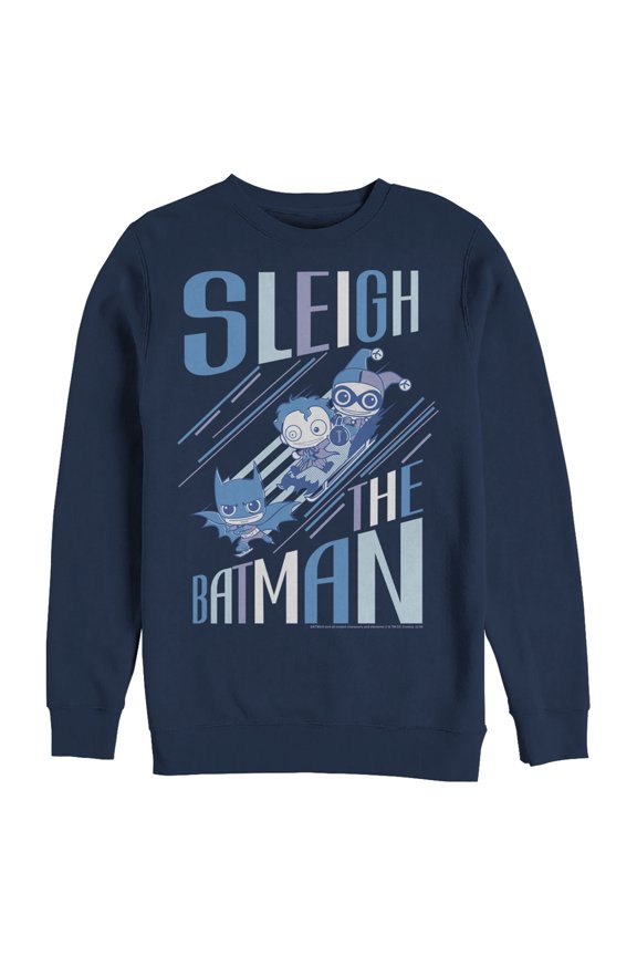 Men's Batman Christmas Sleigh the Hero Sweatshirt Navy Blue X Large