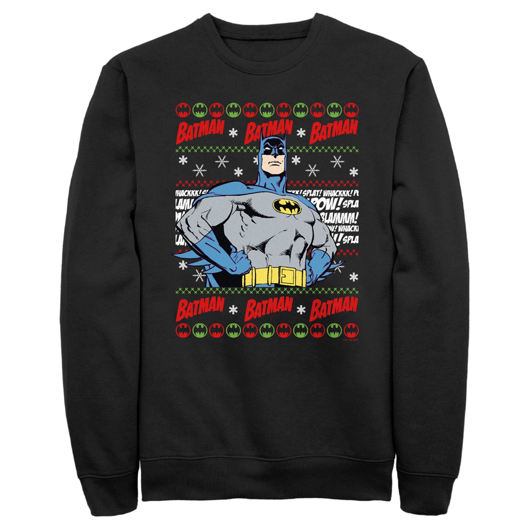 Men's Batman Christmas Sweater Sweatshirt Black 2X Large