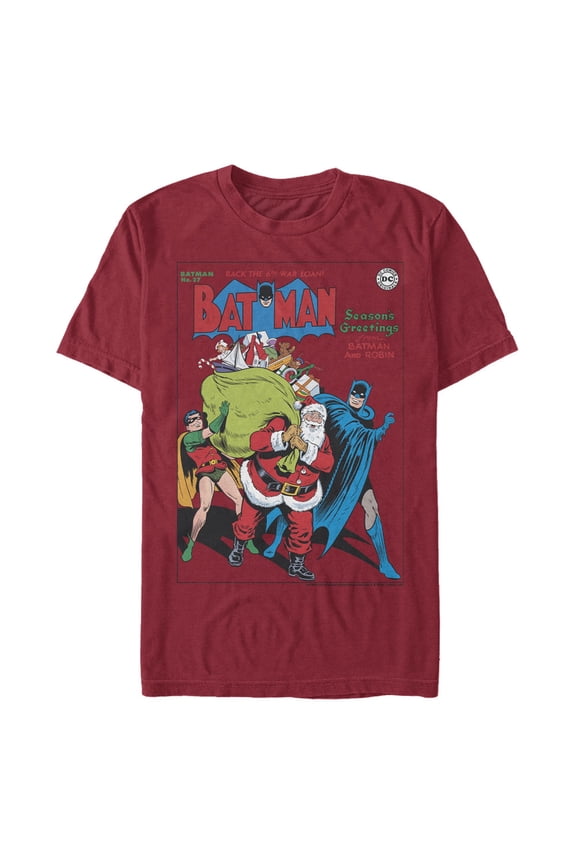 Men's Batman Christmas Vintage Season Greetings Graphic T-Shirt