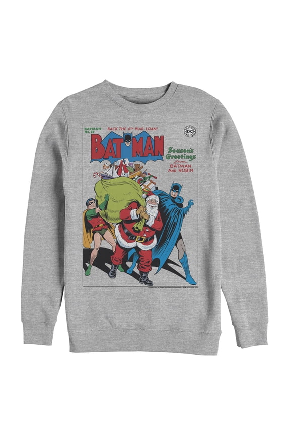 Men's Batman Christmas Vintage Season Greetings Sweatshirt Athletic Heather Medium