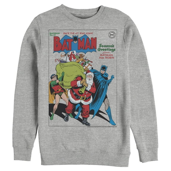 Men's Batman Christmas Vintage Season Greetings  Sweatshirt Athletic Heather Small