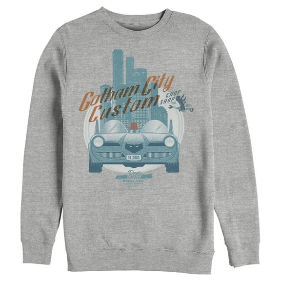 Men's Batman Custom Batmobile Sweatshirt Athletic Heather Large