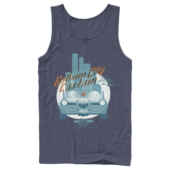 Men's Batman Custom Batmobile Tank Top Navy Blue Large