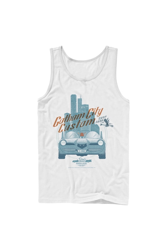 Men's Batman Custom Batmobile Tank Top White Large