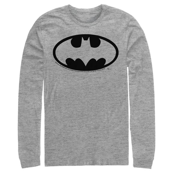 Men's Batman Dark Night Logo  Long Sleeve Shirt Athletic Heather X Large