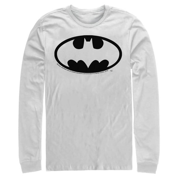 Men's Batman Dark Night Logo Long Sleeve Shirt White Small