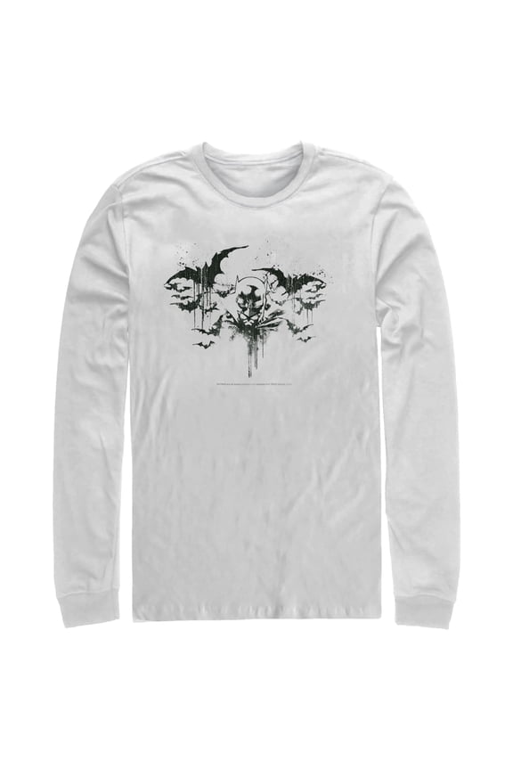 Men's Batman Emerging from Shadows  Long Sleeve Shirt White 2X Large