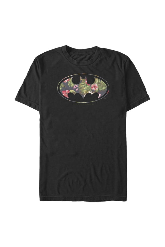 Men's Batman Floral Logo Graphic Tee Black 2X Large