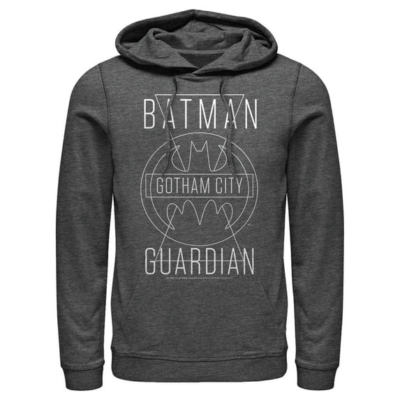 Men's Batman Gotham City Guardian Pull Over Hoodie Charcoal Heather Medium