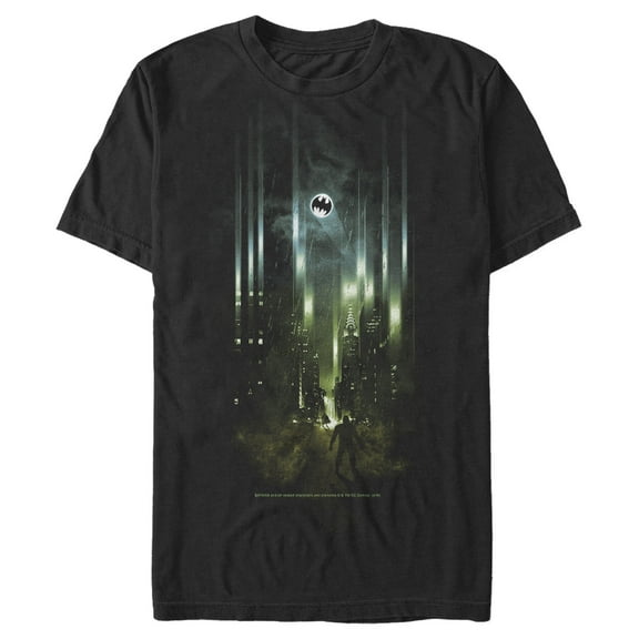 Men's Batman Gotham City Signal  Graphic Tee Black Large