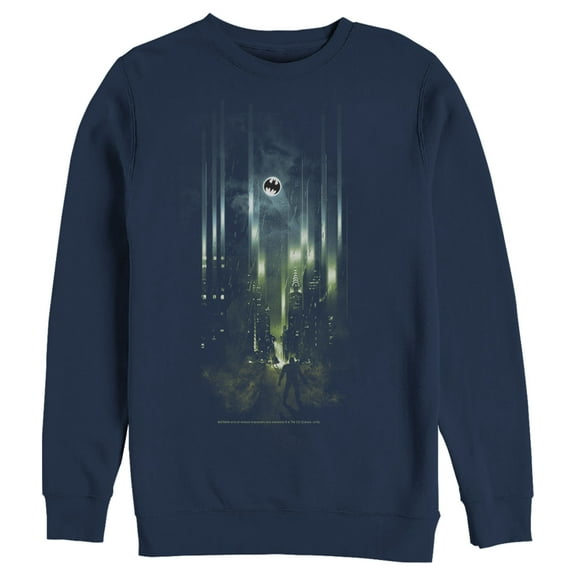 Men's Batman Gotham City Signal  Sweatshirt Navy Blue Large