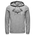thumbnail image 1 of Men's Batman Gotham Skyline Bat Shape  Pull Over Hoodie Athletic Heather 2X Large, 1 of 3
