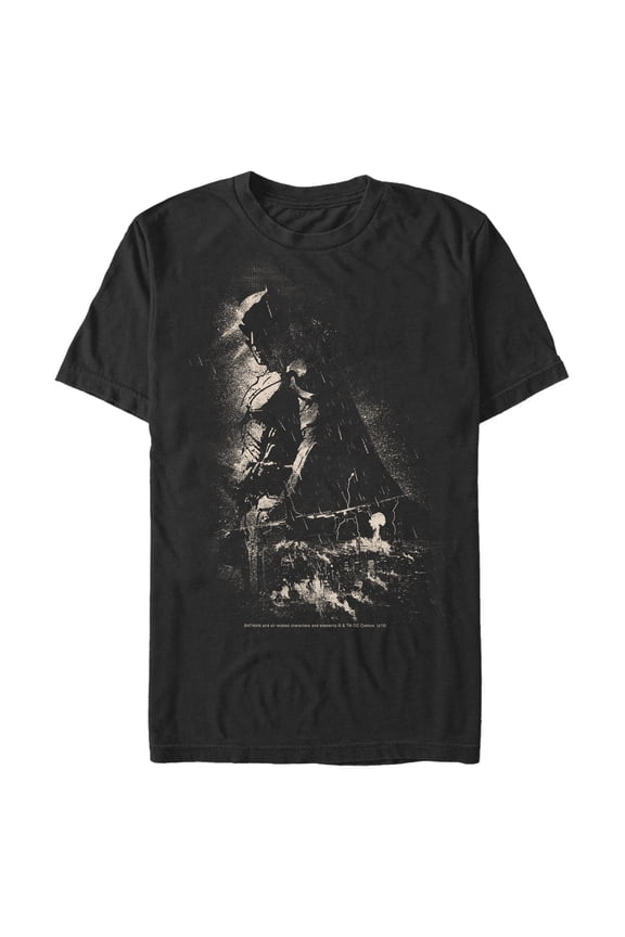 Men's Batman Grunge Hero in Shadow Graphic Tee Black Large