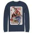 thumbnail image 1 of Men's Batman Harley Quinn Joker Poker Card  Long Sleeve Shirt Navy Blue Large, 1 of 3
