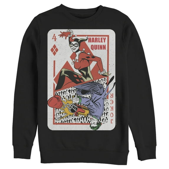 Men's Batman Harley Quinn Joker Poker Card Sweatshirt Black Medium