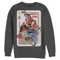 thumbnail image 1 of Men's Batman Harley Quinn Joker Poker Card  Sweatshirt Charcoal Heather Large, 1 of 3