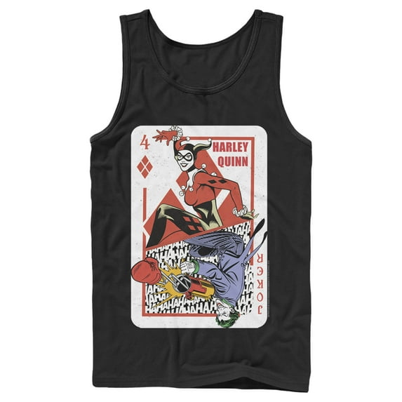 Men's Batman Harley Quinn Joker Poker Card Tank Top Black Medium