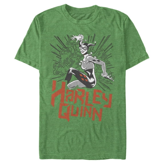 Men's Batman Harley Quinn Retro Explosion Graphic Tee Kelly Heather 3X Large