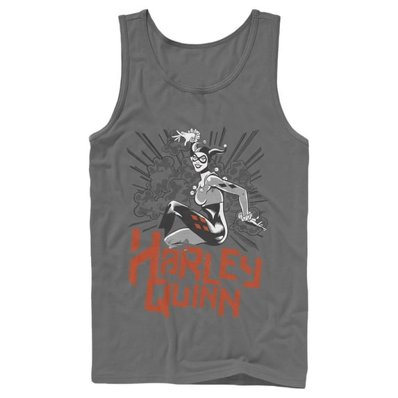 Men's Batman Harley Quinn Retro Explosion Tank Top Charcoal Large