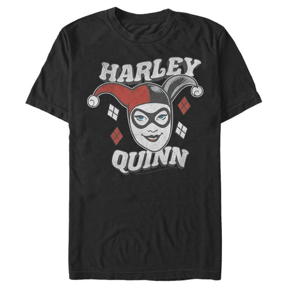 Men's Batman Harley Quinn Smile Face  Graphic Tee Black 2X Large