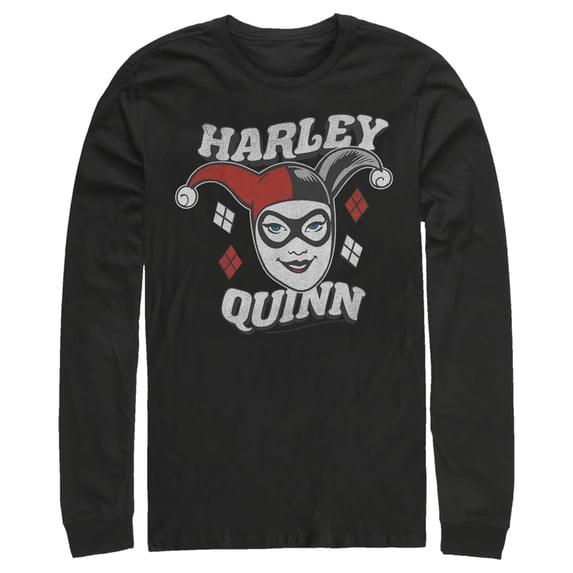 Men's Batman Harley Quinn Smile Face Long Sleeve Shirt Black X Large