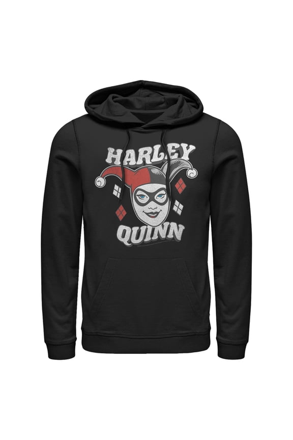 Men's Batman Harley Quinn Smile Face Pull Over Hoodie Black Small