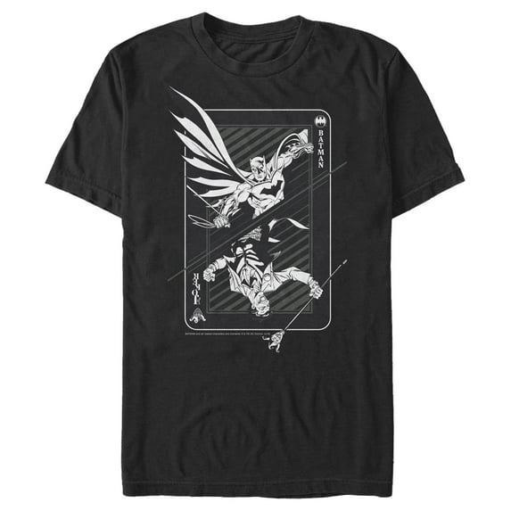 Men's Batman Hero vs Villain Playing Card Graphic Tee Black Small