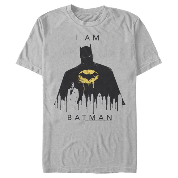 Men's Batman I Am Gotham Drip Graphic Tee Silver 3X Large