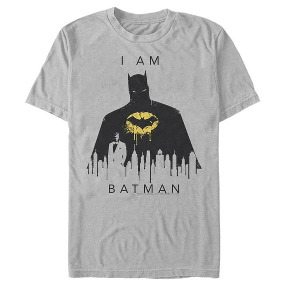 Men's Batman I Am Gotham Drip Graphic Tee Silver Small