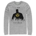 thumbnail image 1 of Men's Batman I Am Gotham Drip  Long Sleeve Shirt Athletic Heather X Large, 1 of 3