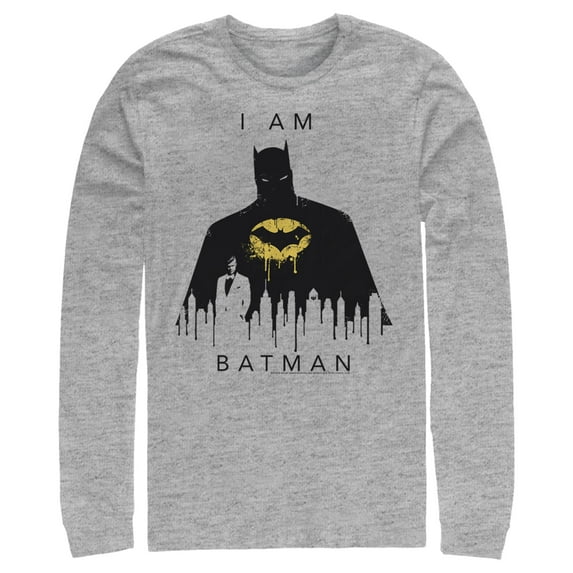 Men's Batman I Am Gotham Drip Long Sleeve Shirt Athletic Heather X Large