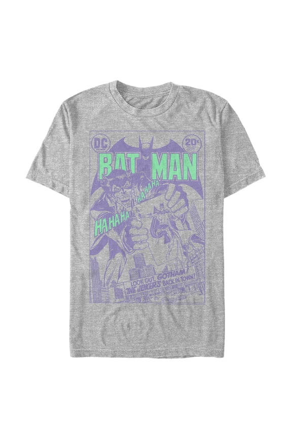 Men's Batman Joker Back in Town  Graphic Tee Athletic Heather 3X Large