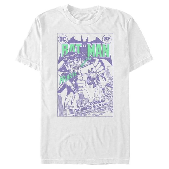 Men's Batman Joker Back in Town Graphic Tee White 2X Large