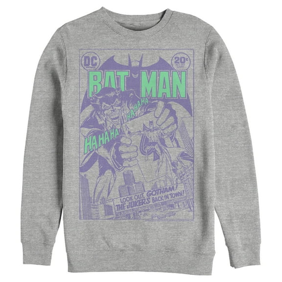 Men's Batman Joker Back in Town  Sweatshirt Athletic Heather X Large