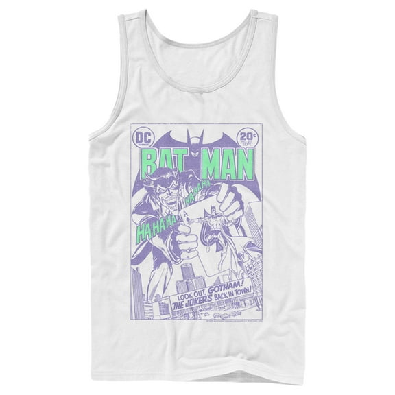 Men's Batman Joker Back in Town  Tank Top White X Large